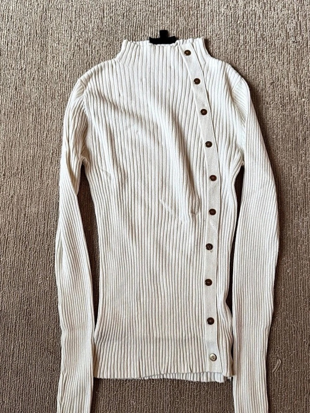 Topshop Asymmetric Button Up Long Sleeve Top White Size 4